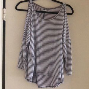 Cold shoulder striped shirt